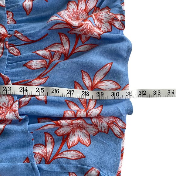 Talbots Tiered Midi Skirt Flowing Hibiscus Floral Blue & Orange Women's Size M - Picture 7 of 8